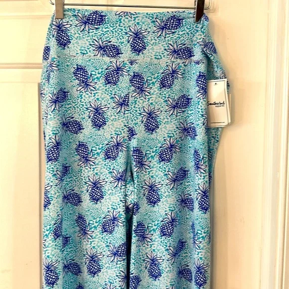 NWT Southwind Apparel Nylon & Spandex Blue Pineapple Wide Leg Palazzo Pants - Picture 2 of 8